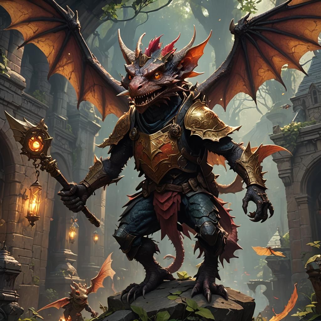 Winged Kobold in Dark Fantasy Style