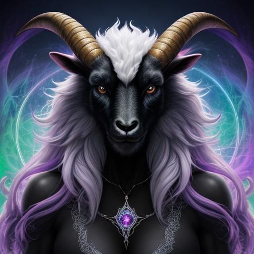 Hyperdetailed Furry She-Baphomet with Voluminous Hair