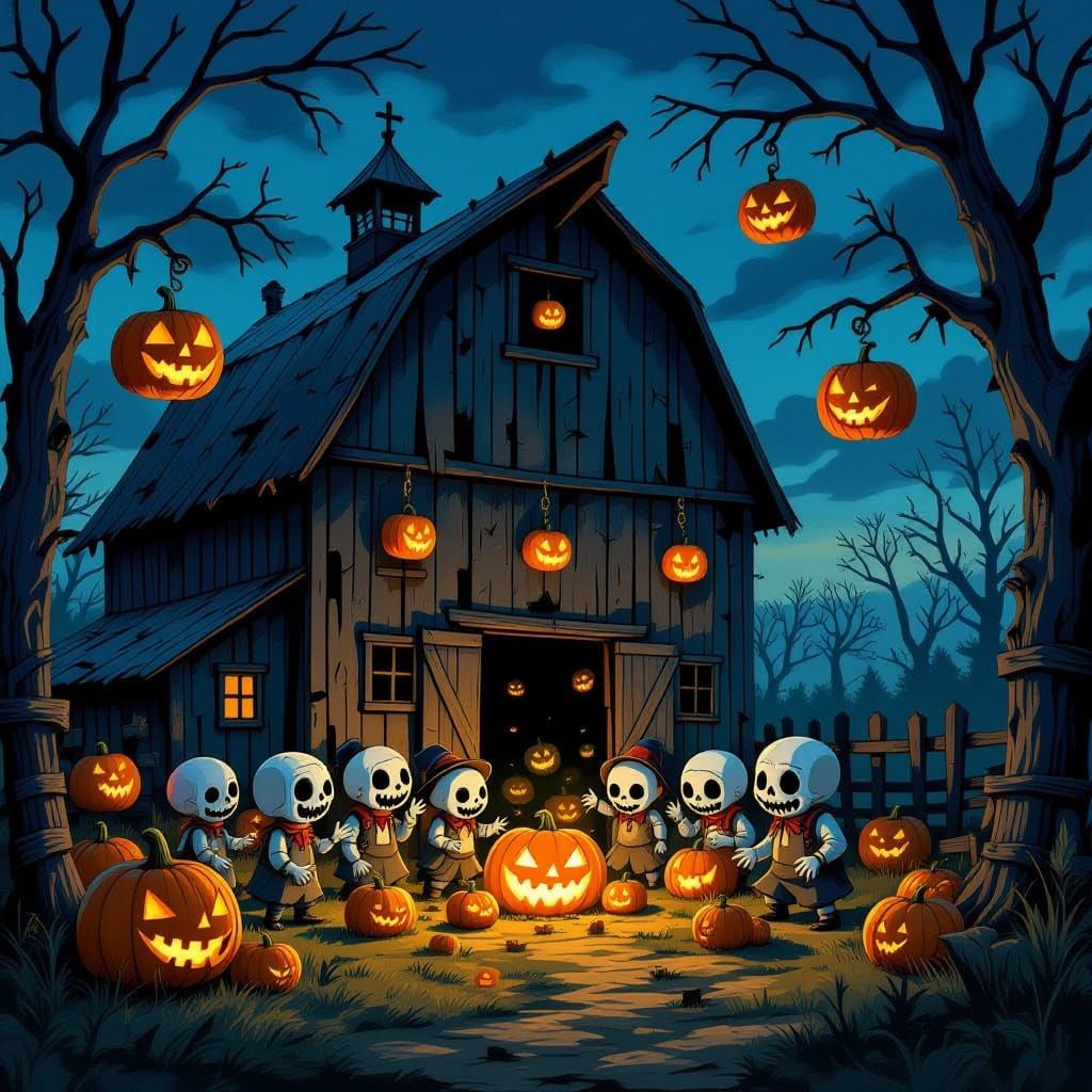 Adorable Undead Celebrate Harvest Festival in Dark Fantasy S...