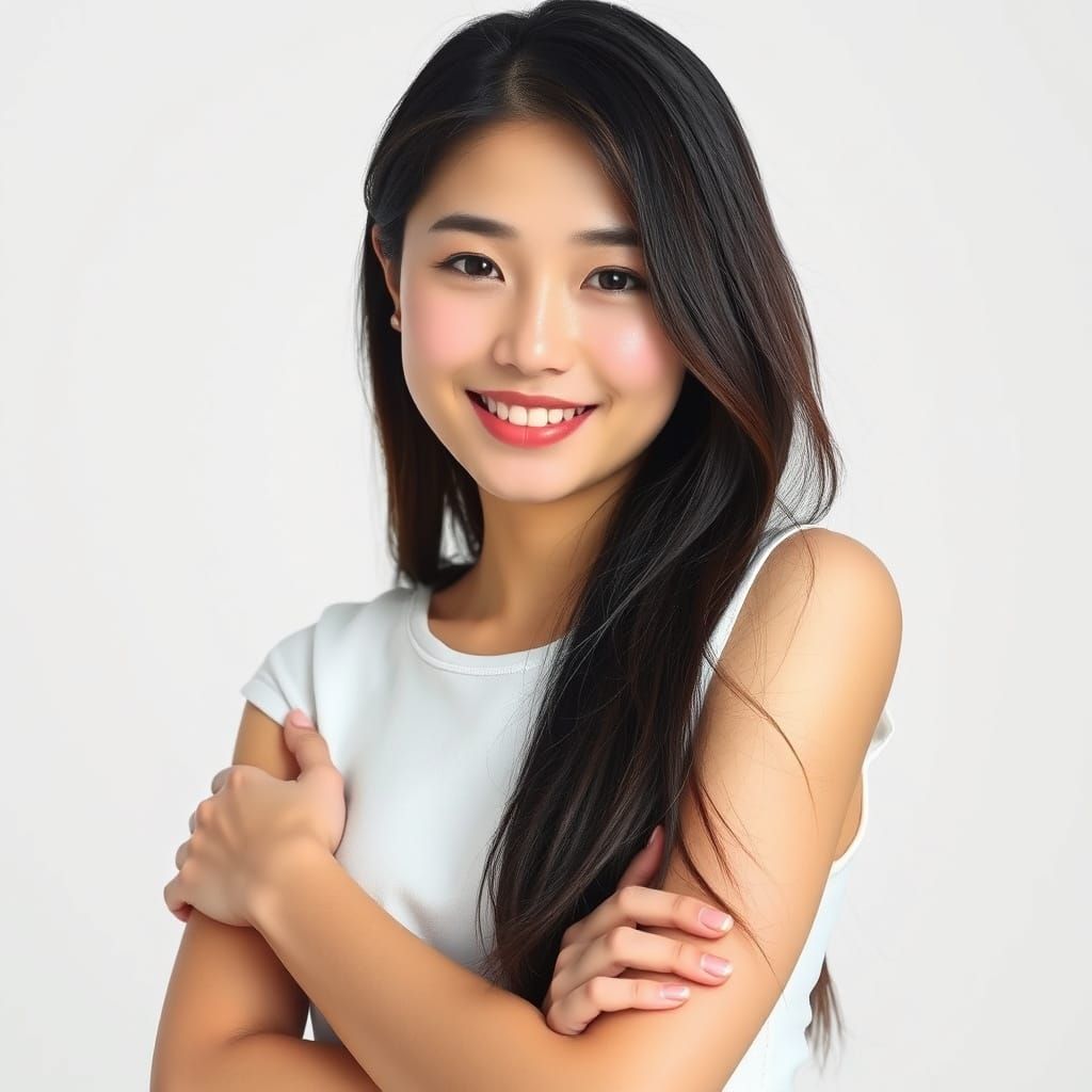 Portrait of a Smiling Korean Woman in Natural Light