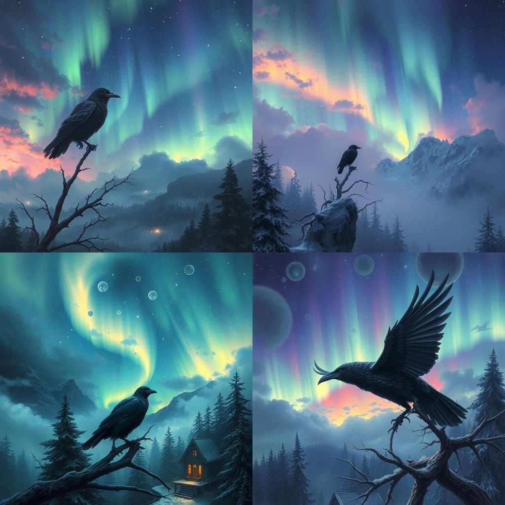 Ethereal Fantasy Scene under Northern Lights