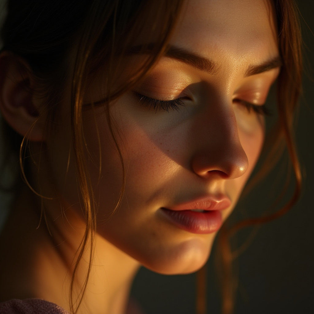 Contemplative Portrait in Rembrandt Chiaroscuro Style