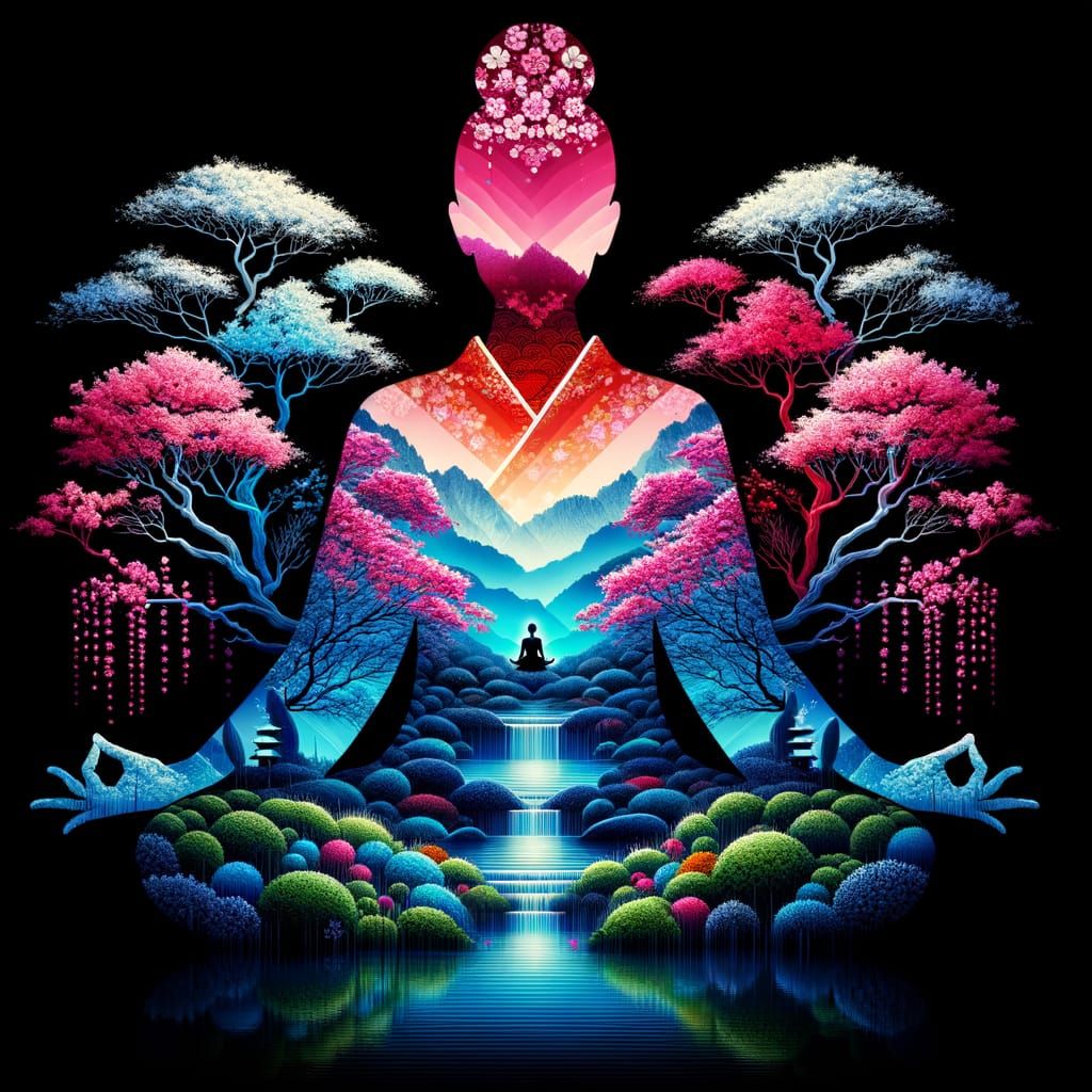 Ethereal Woman in Vibrant Seasonal Silhouette