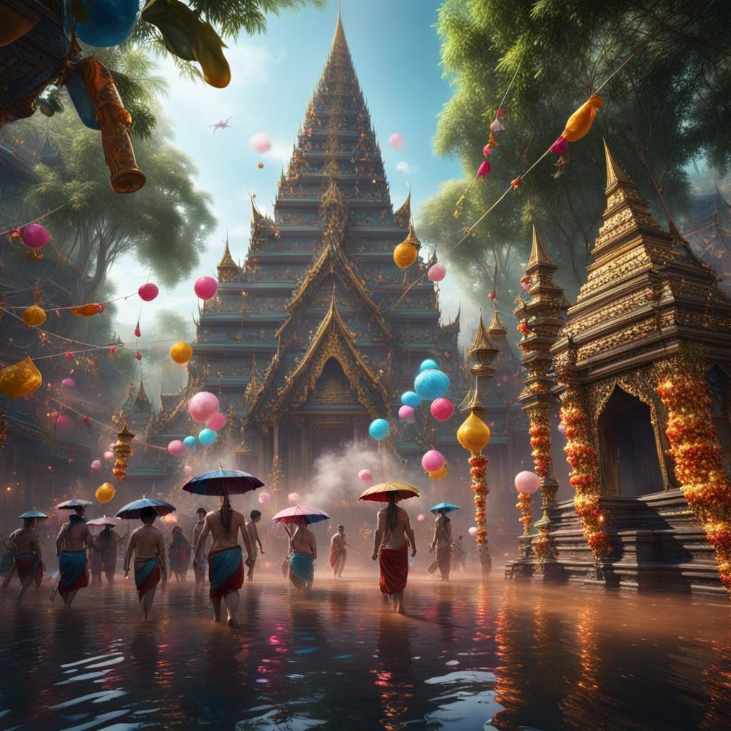 Songkran Holiday in Thailand: Fantasy Concept Art