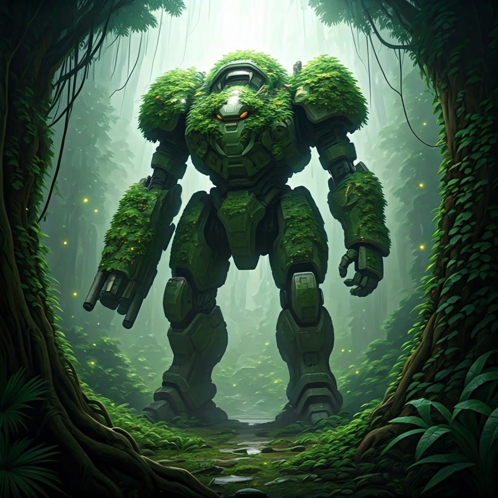 Cybernetic Jungle Guardian in Verdant Armor
