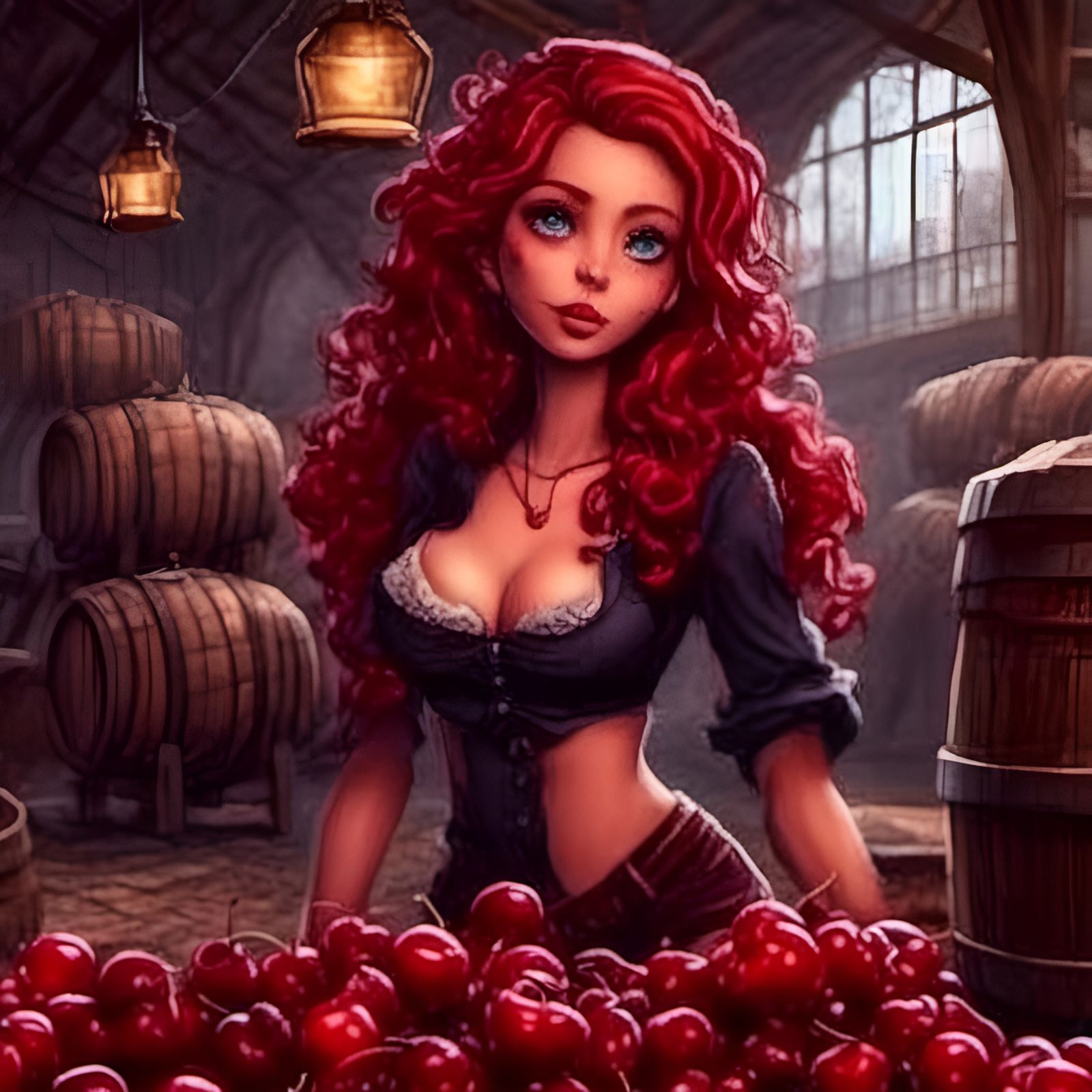 Alluring Cherry Bounce Girl in Distillery