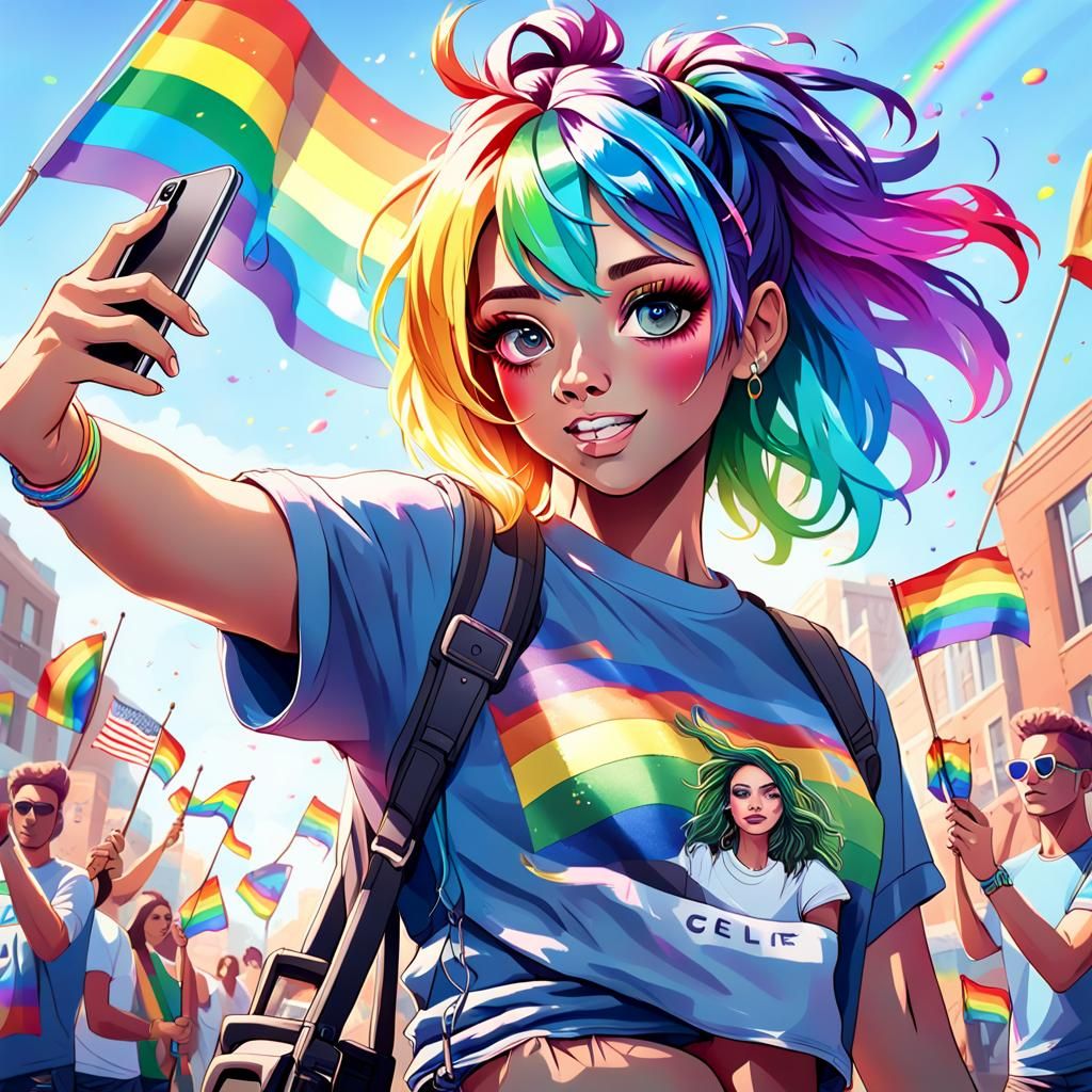 Hyperrealistic Pride Portrait with Rainbow Accents