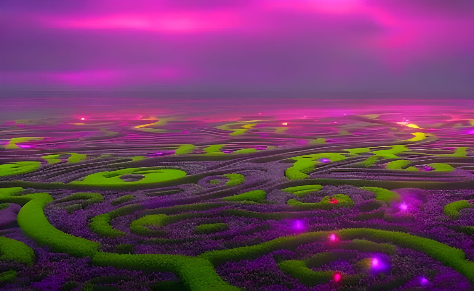 Iridescent Fungal Labyrinth in High-Fantasy 3D