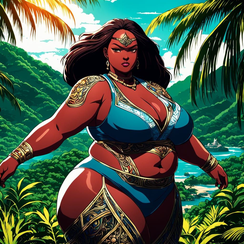 Sensual Island Goddess Amid Tropical Paradise