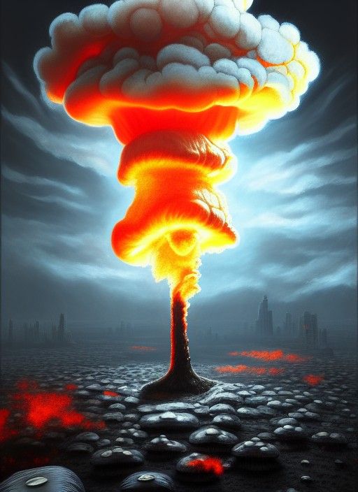 Surreal Mushroom Cloud in Hyperrealistic Style