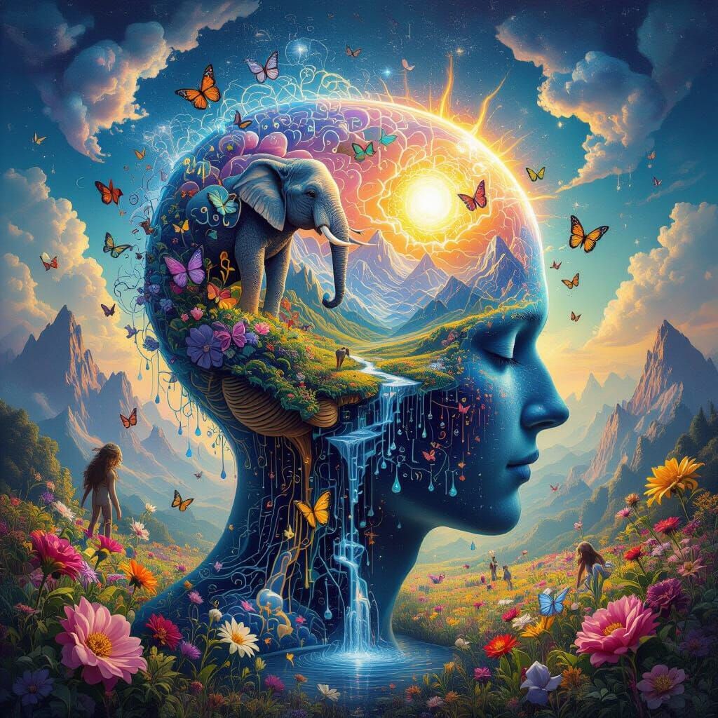 Surreal Mindscape: Synapses Merge With Nature