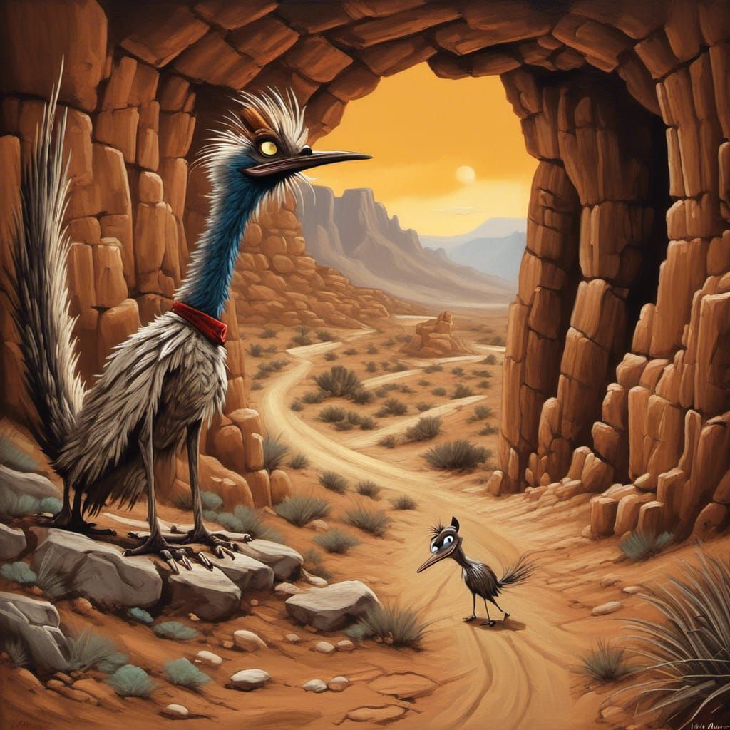 Looney Tunes Desert Scene in Dutch Masters Style