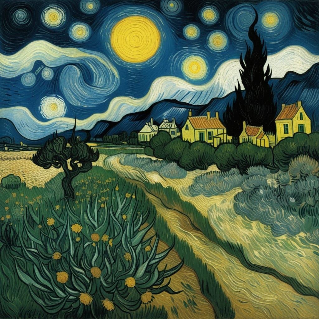 Grimdark Landscape in Van Gogh Style
