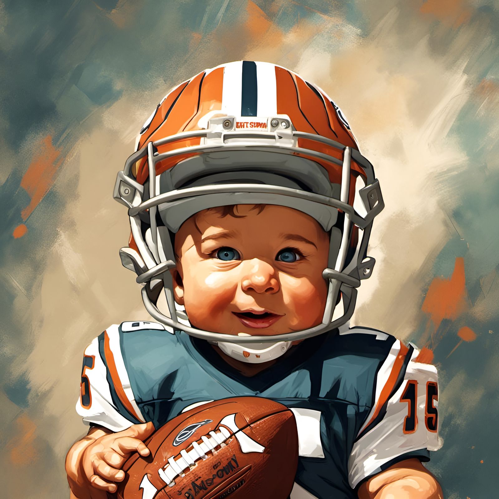 Adorable Baby Tim Tebow Portrait in Digital Art Style