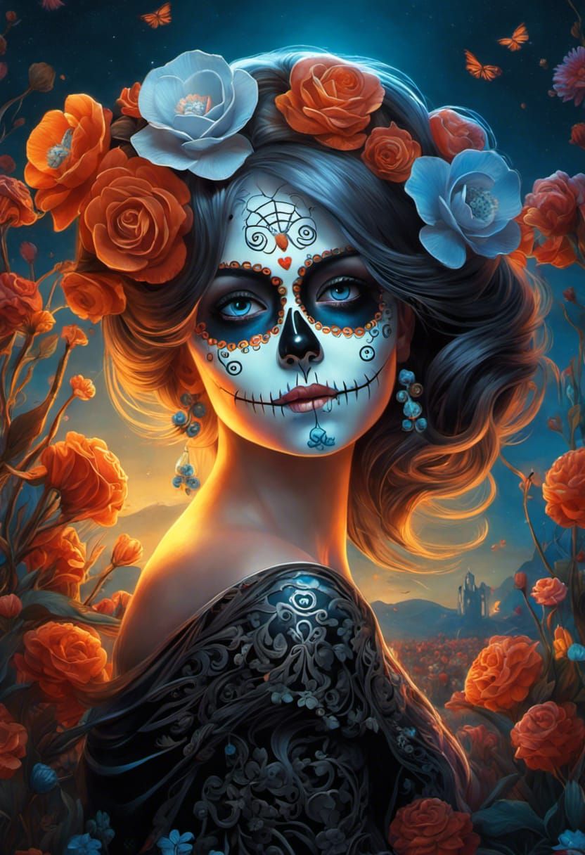 Dia de los Muertos Catrina Baby with Bioluminescent Skull
