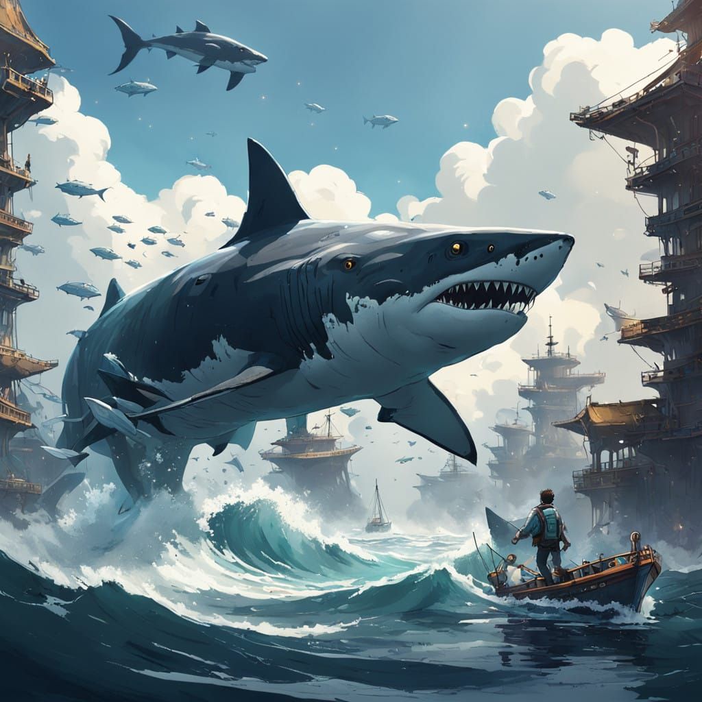 Gigantic Prehistoric Shark Breaches the Surface in Anime-Ins...