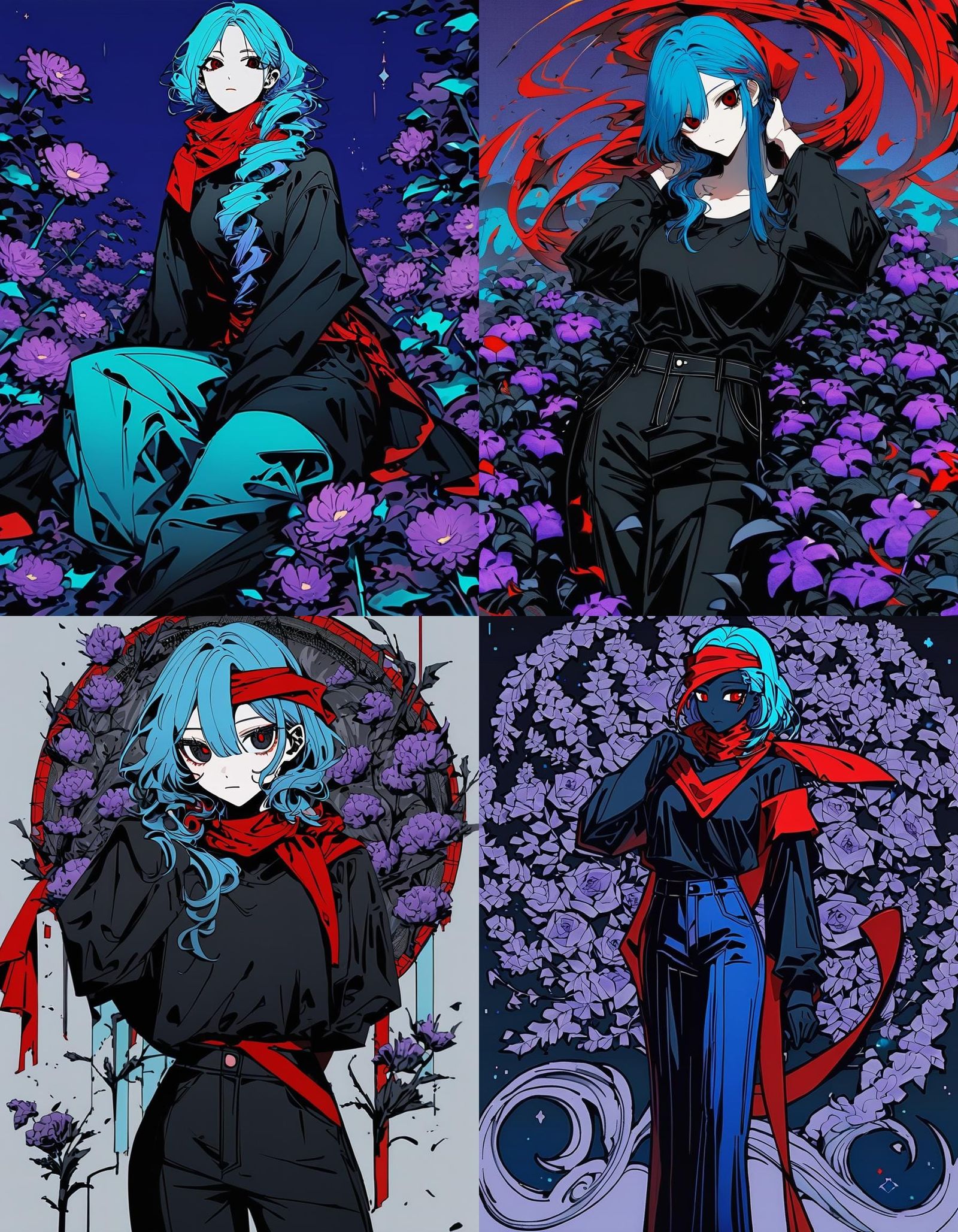 Anime Girl with Heterochromatic Eyes and Flower