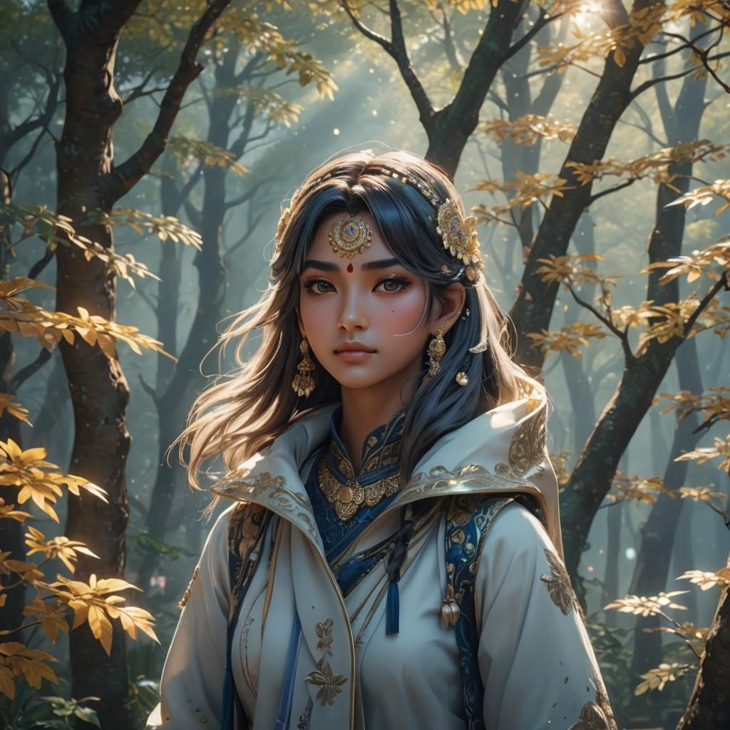 Vibrant 3D Anime Portrait of an Indian Woman