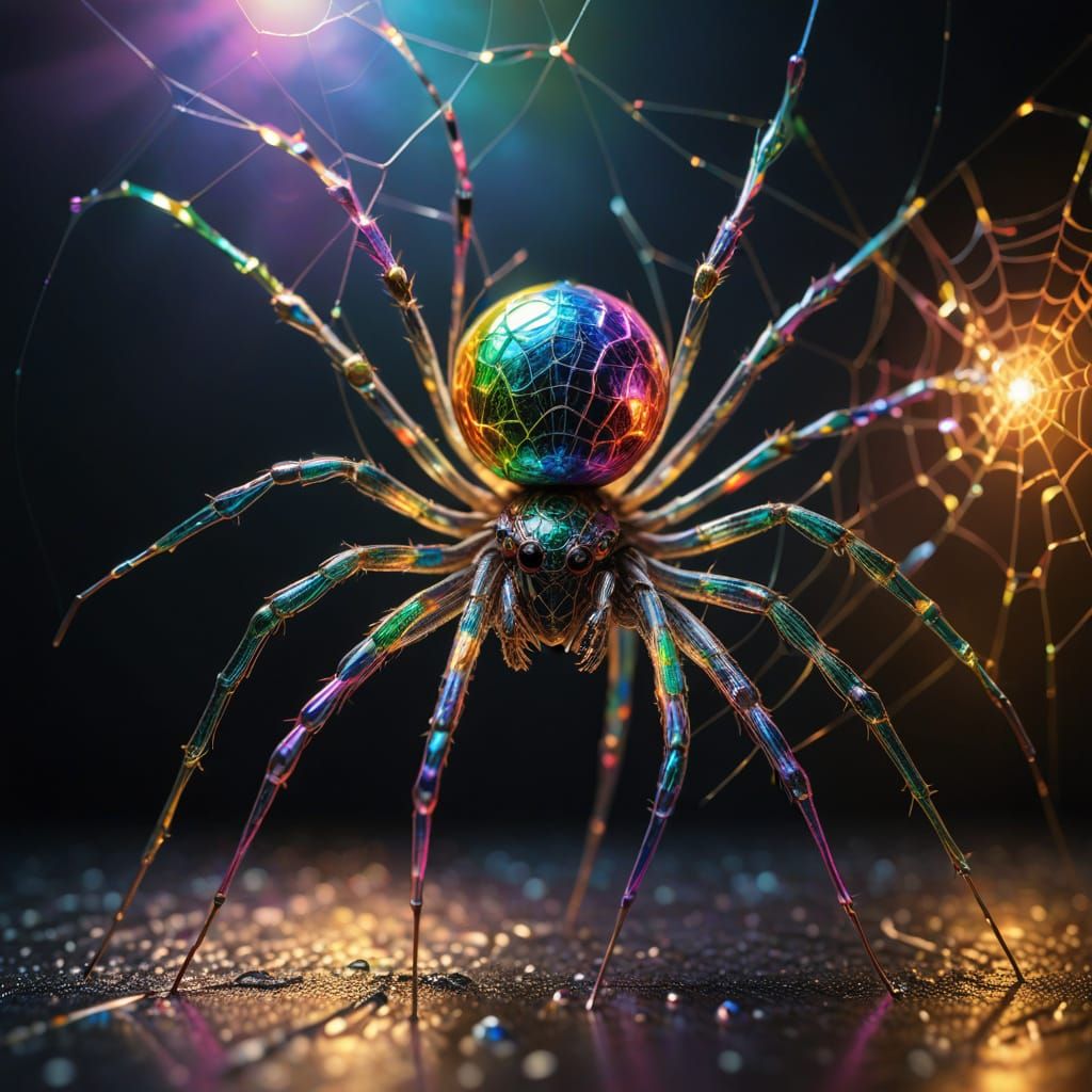 Spider Crafts Shimmering Sculptures in Ethereal Light
