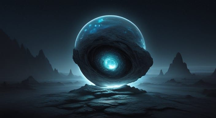 Mysterious Stone on Alien Landscape Digital Painting