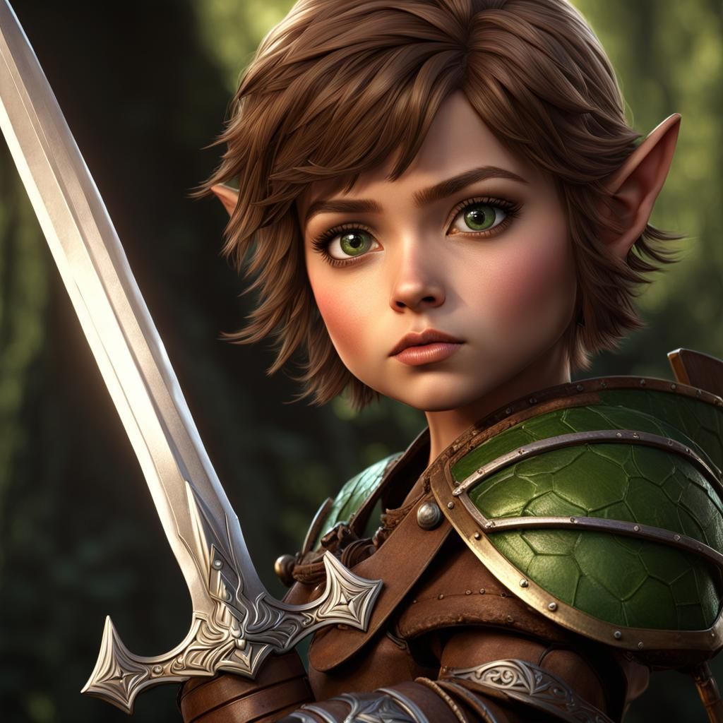 Halfling Warrior with Sword, Fantasy Art