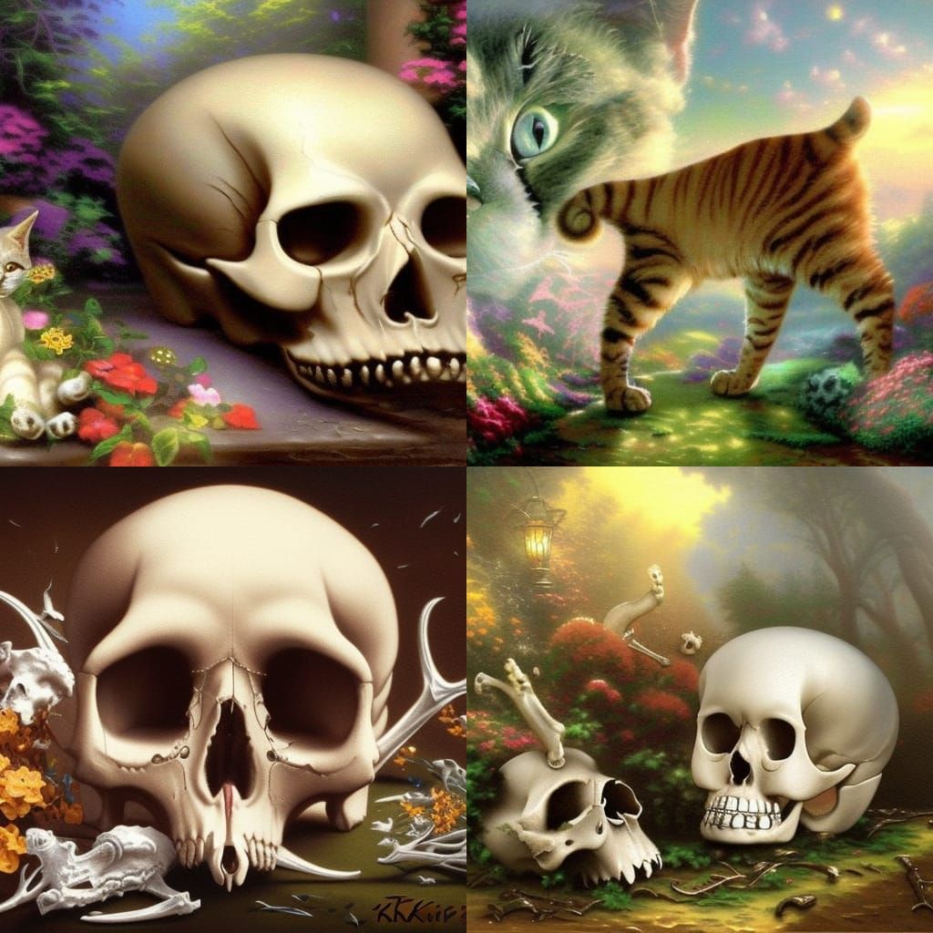 Ethereal Cat Skull: Hyperdetailed Fantasy Art