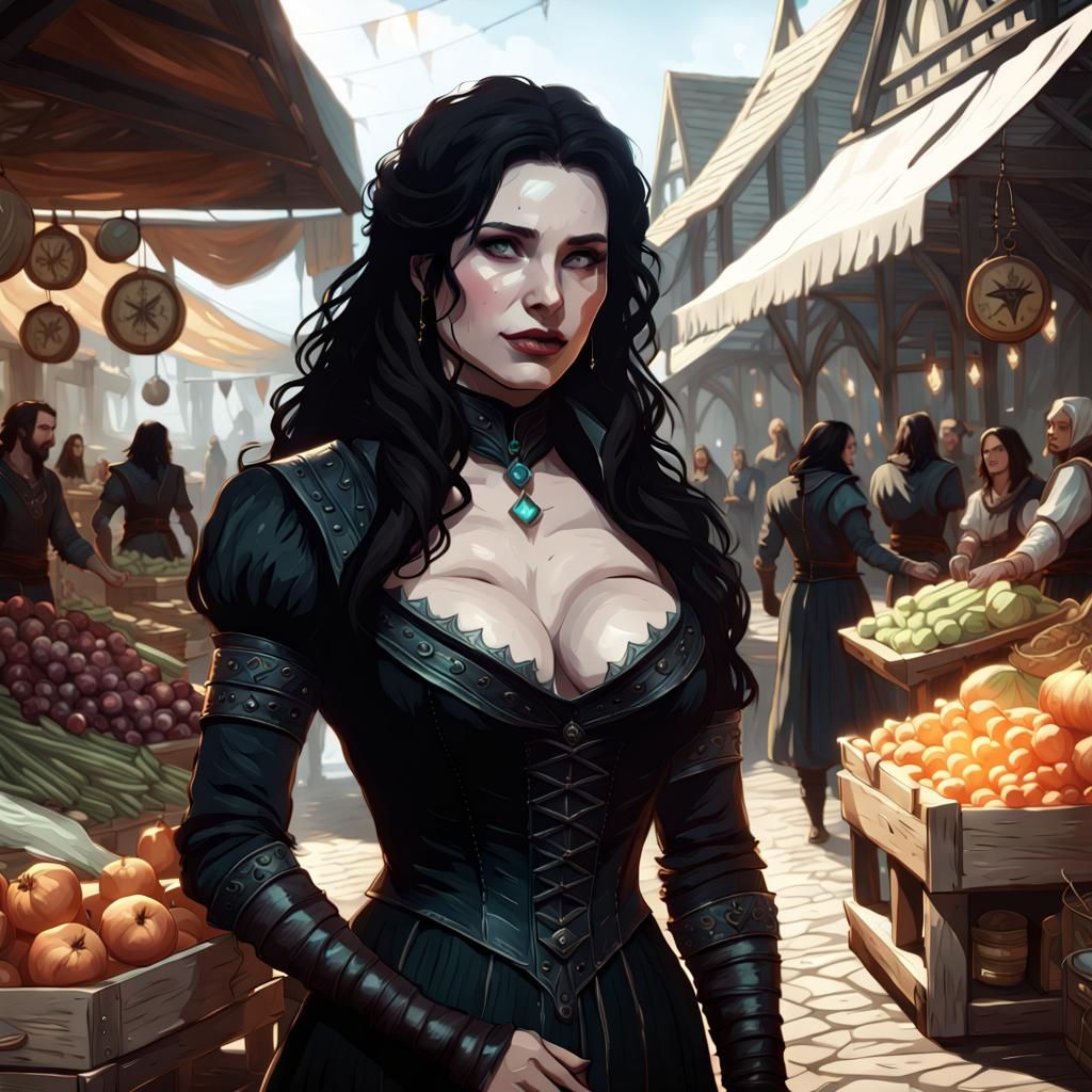 Ethereal Beauty in a Bustling Marketplace