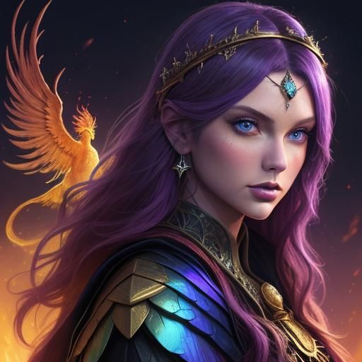 Diamond Star Phoenix Aura Portrait in Fantasy Art Style