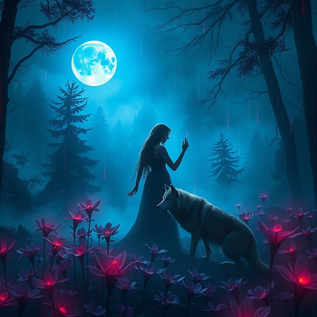 Moonlit Goddess in Enchanted Forest