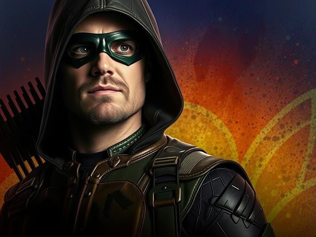 Hyper realistic Stephen Amell as The Green Arrow