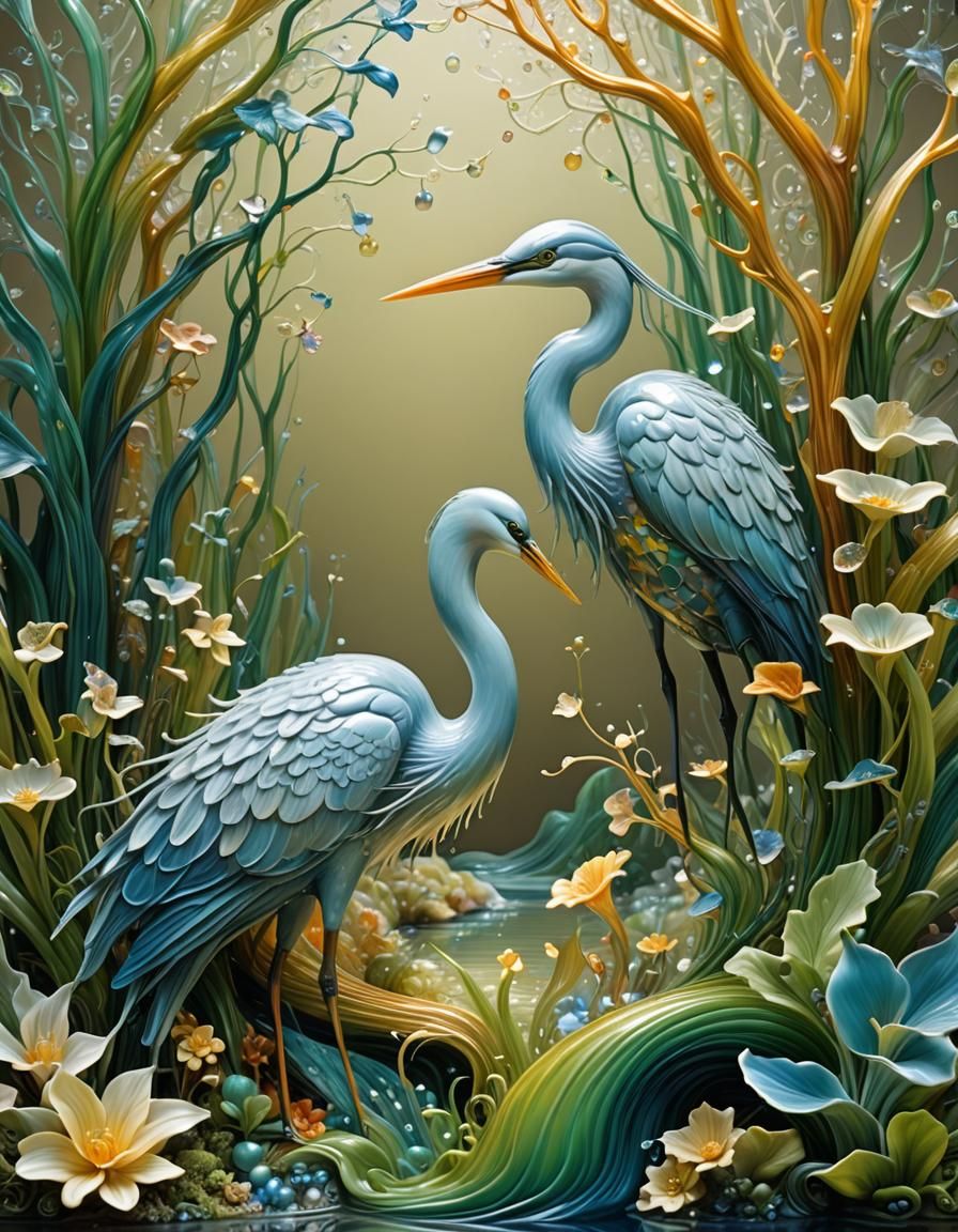 Glass Herons