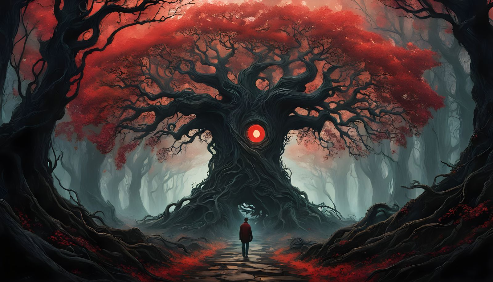 Surreal Forest Portal Portrait in Hyperrealistic Style