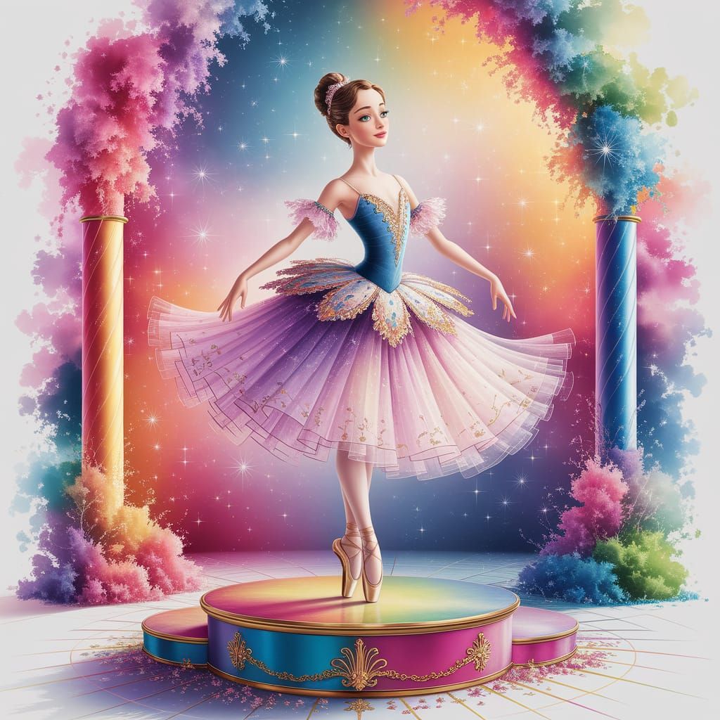 Ethereal Ballerina in Whimsical Wonderland Scene