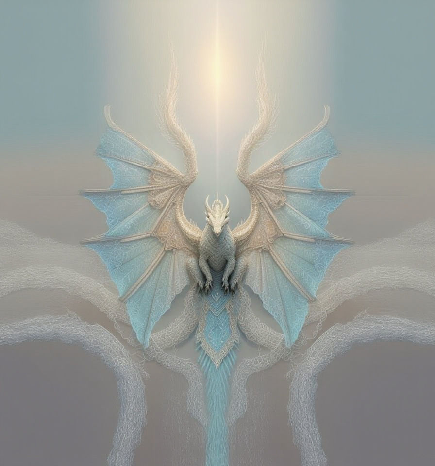Lace Dragon Wing: Digital Fantasy Art in Pastel Colors