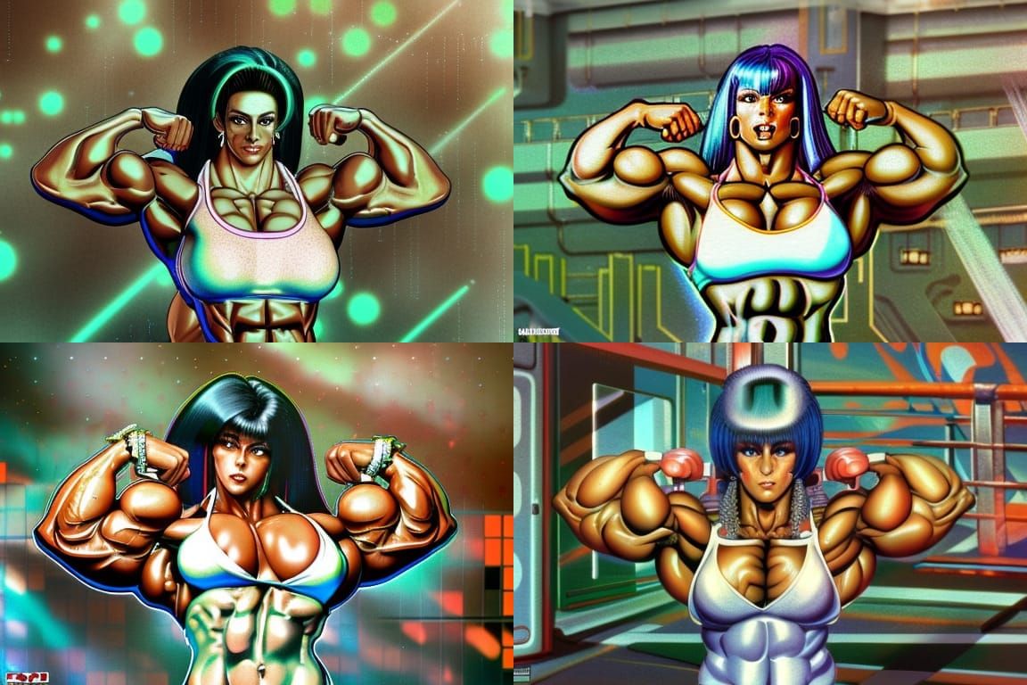 Female Bodybuilder as 90s Anime Fighter