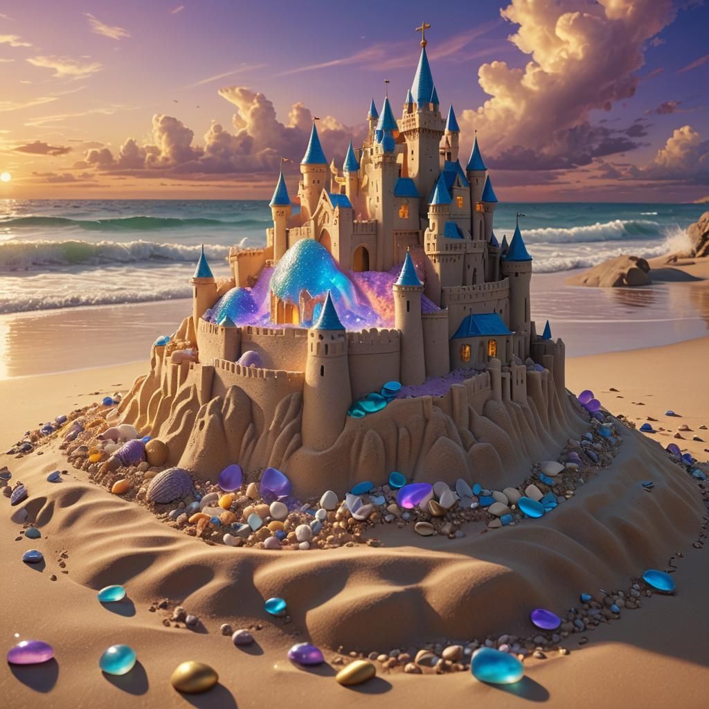 Jesus Builds Sandcastle: Photorealistic Fantasy Matte Painti...