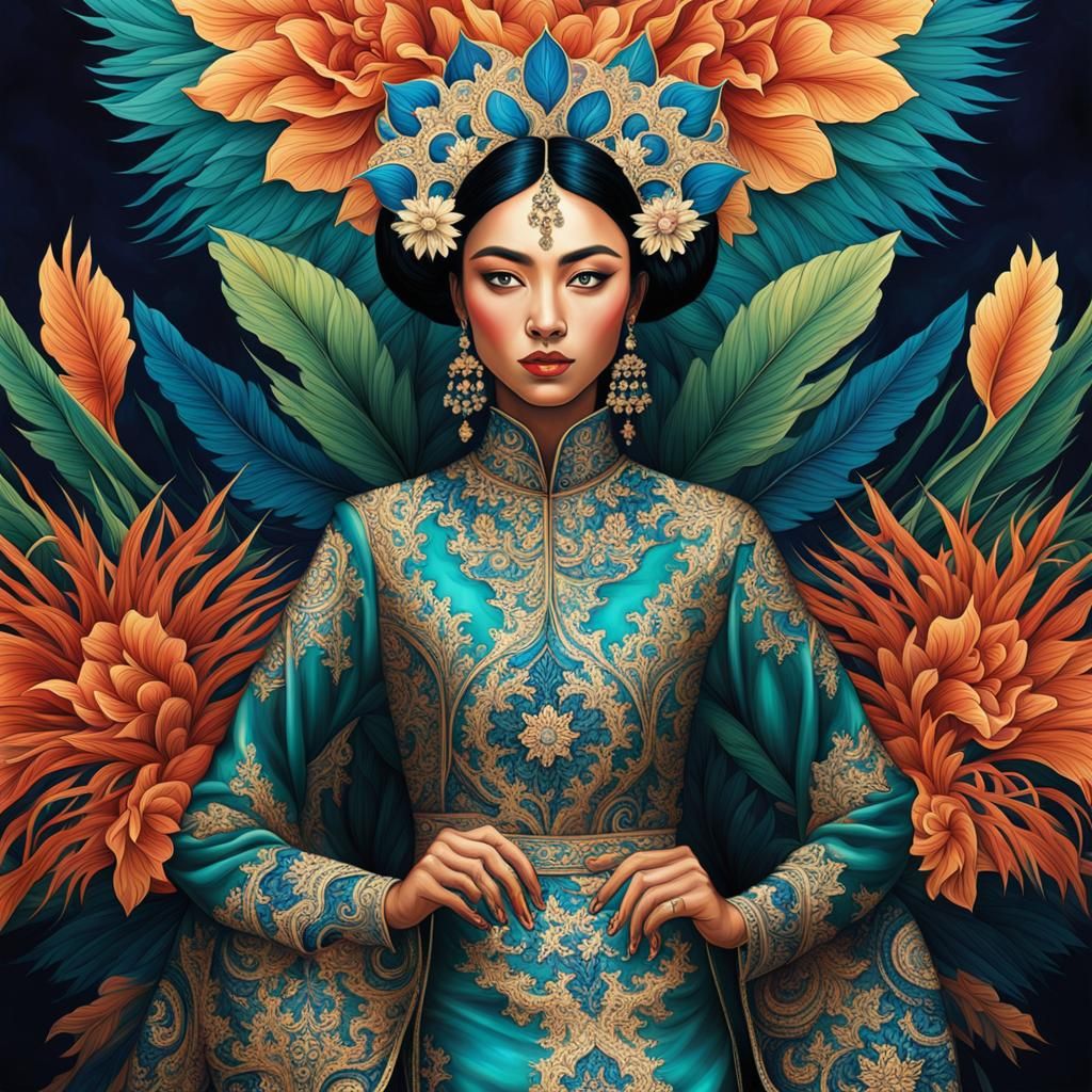 Eurasian Girl Embodiment of Fractal Elegance