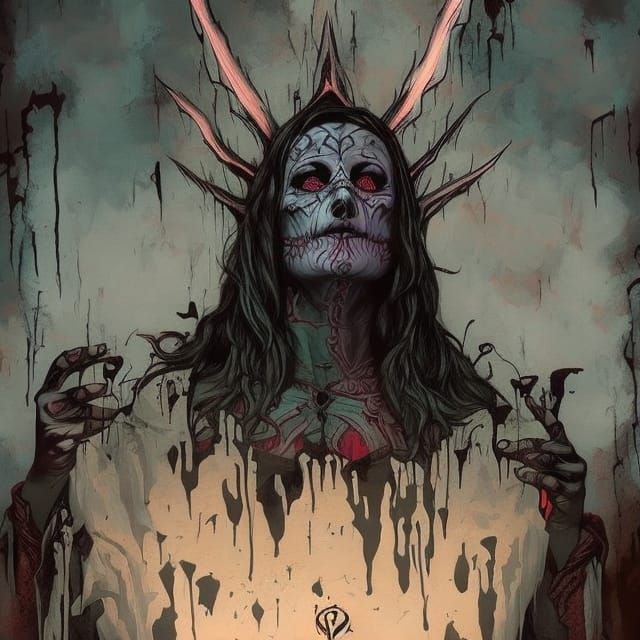 Dark Fantasy Occult Art in Maximalist Style