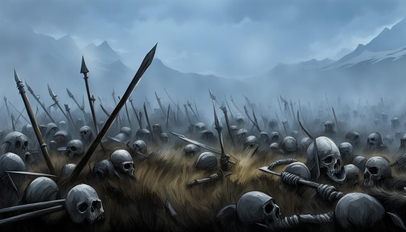 Bleak Tundra Scene in Dark Fantasy Style