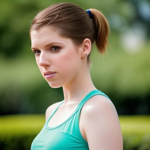 Anna Kendrick with Ponytail in Summer Photo
