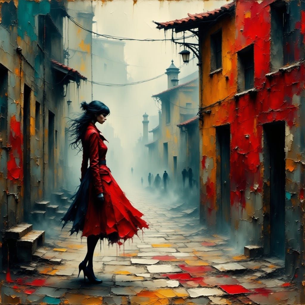 Eerie Grunge Portraits of a Woman in Desolate Venice Alleywa...