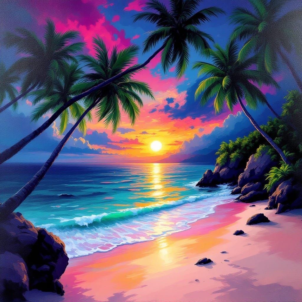 Vibrant Tropical Sunset Paradise