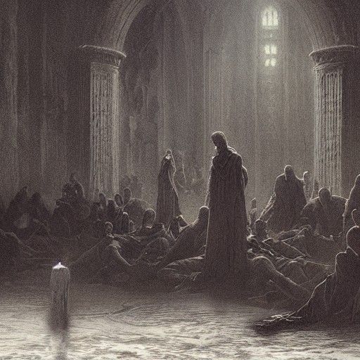 Haunting Scene of Lonely People in Horror Style