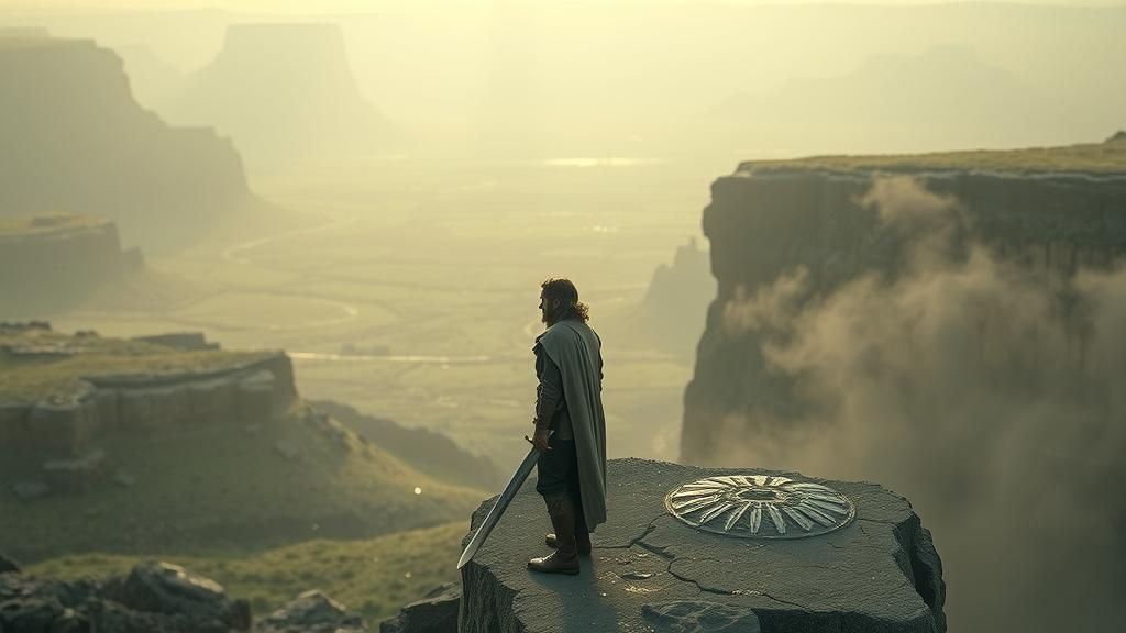 Aragorn Surveys Desolation with Anduril in Hand