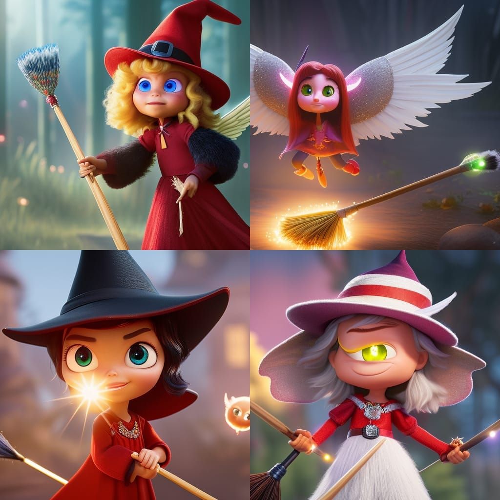 Adorable Angel Witch Digital Art in 3D