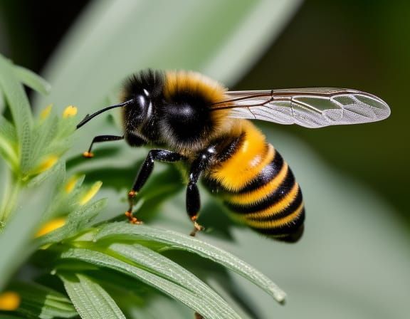 Centered Bee with Symmetrical Wings