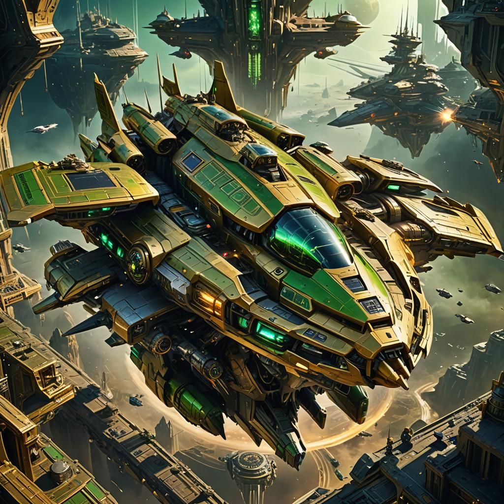 LARGE sci-fi spaceship which looks like many together. Mediu...