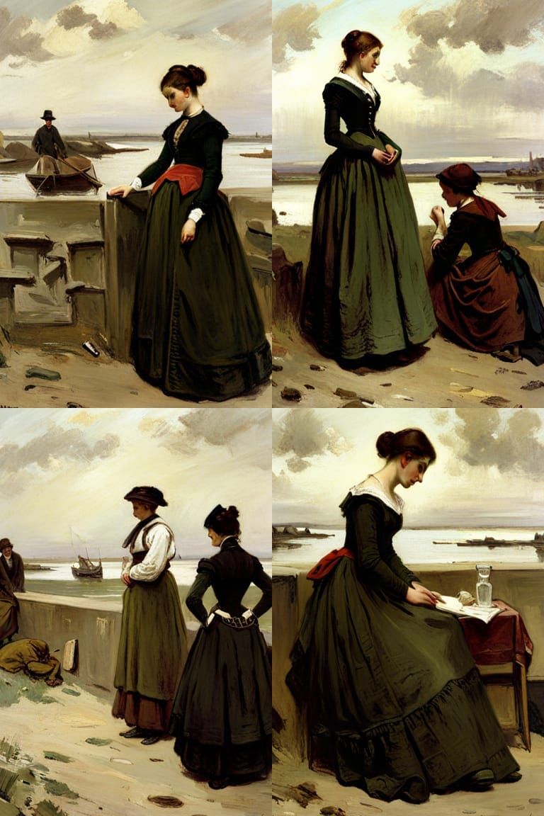 Pastoral Landscape Painting in 19th Century Style