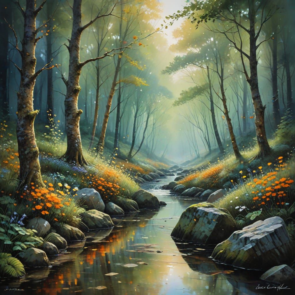 Whispers of Ancient Forests in Vibrant Watercolors