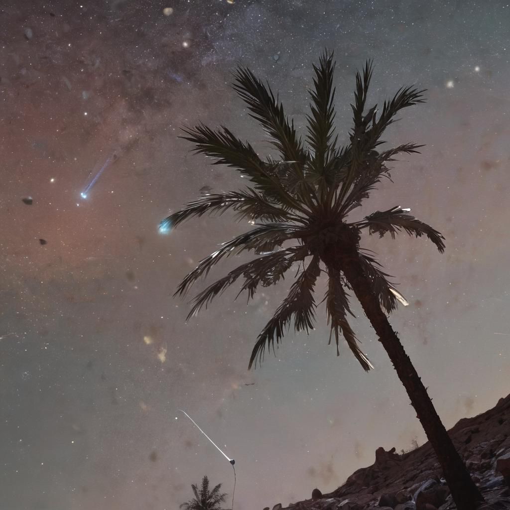 Crystalline Palm Tree in Surreal Space Fantasy